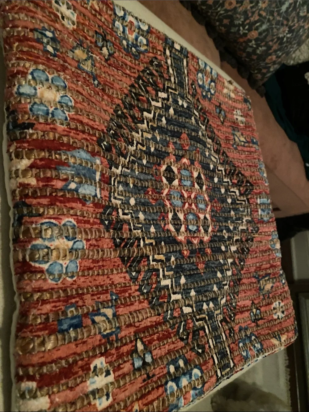 18x18 Decorative Red Patterned Accent Pillow cover  - Boho Medallion